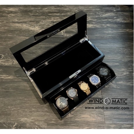 5 Black Watch Box with Strap Slot